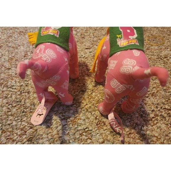 Victoria's Secret PHI BETA PINK DOG Stuffed Anima Scarf Backpack x2 - Picture 8 of 8